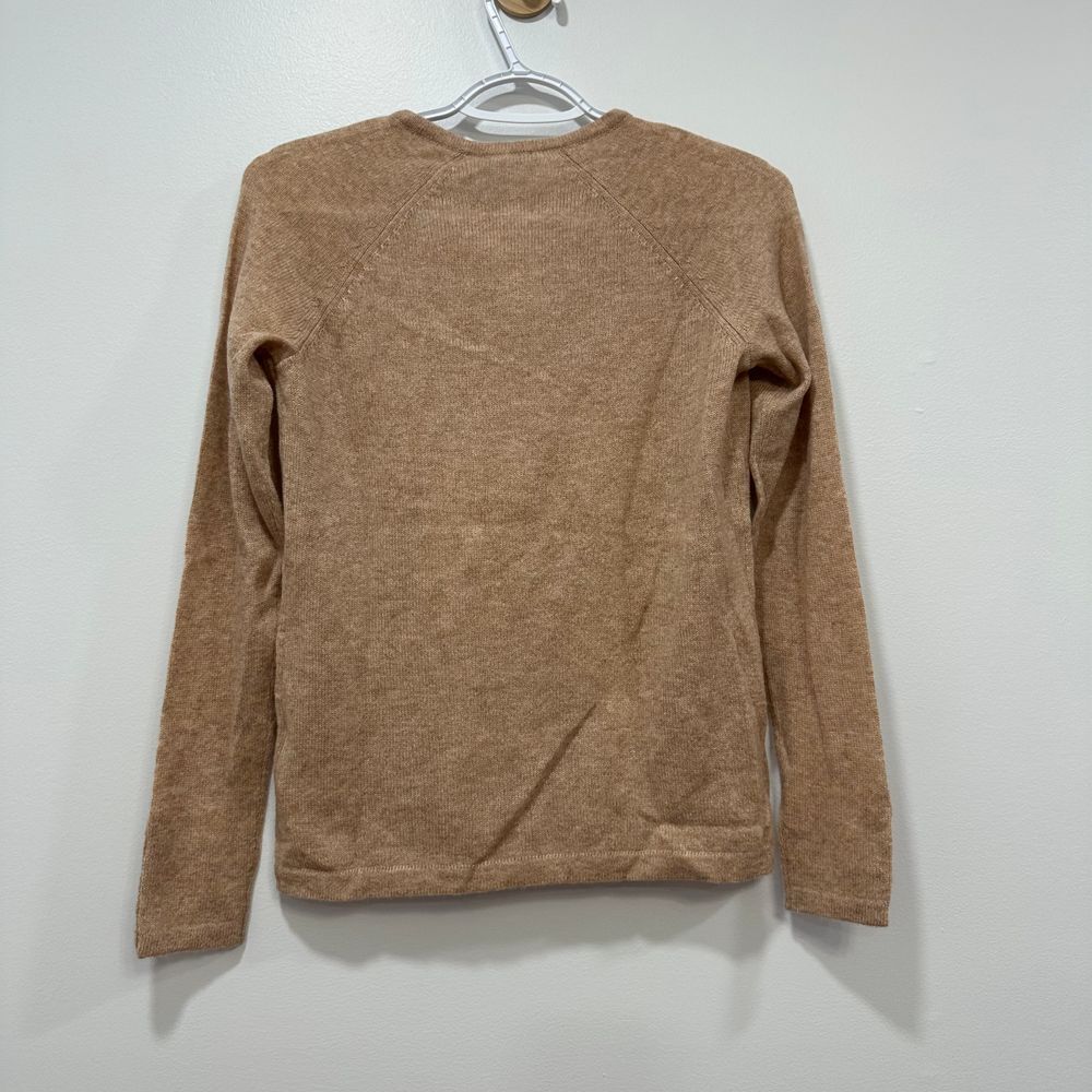 J Mclaughlin Womens Jamey Pullover Sweater Cashmere Tan Knit Long Sleeve Crew XS - Picture 7 of 8